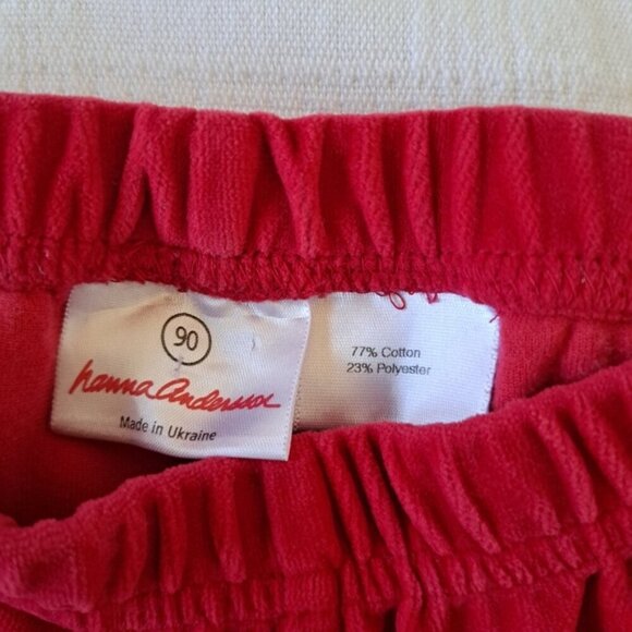Hanna Andersson girls size 90 or 3T red velour pull on pants VGUC - Picture 2 of 4
